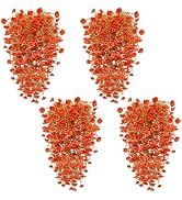 TURNMEON 4 Pcs Artificial Fall Hanging Flowers Morning Glory Eucalyptus | 30 Inch Silk Faux Fall ...