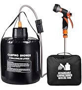 AZXJC 5 gallon/20L Water Bag,Portable Outdoor Camping Shower,Sun Heating,Electric Shower,8 Spray ...