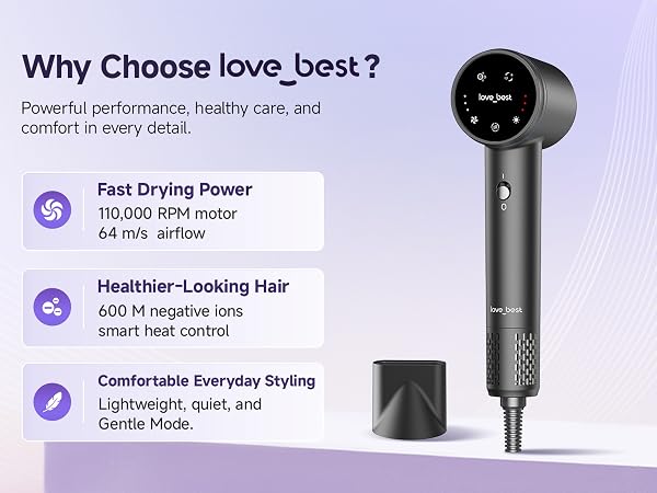 love best hair dryer with fast drying, ionic care, and comfortable styling features