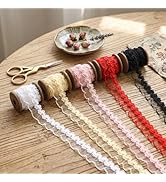IDONGCAI 10 Yards Elastic Lace Trim, 0.4 Inch Stretch Ruffle Ribbon for Sewing & DIY Crafts, 5 As...