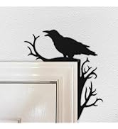Halloween Door Topper Wall Decor Gothic Black Crow Door Frame Decor Decorative Art Corner Sign Wo...
