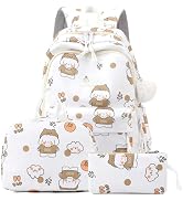 YJMKOI Kawaii Backpack for Girls, Elementary School Bookbag Set Aesthetic Girl Backpack with Lunc...