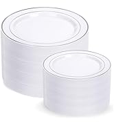 200 Pcs Silver Plastic Plates - Heavy Duty Disposable Party Plates, Silver Plates Disposable Incl...