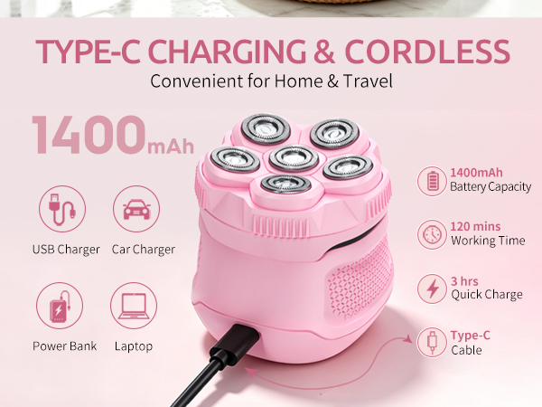 Womens shaver featuring a powerful, long-lasting rechargeable battery