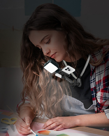 Neck phone holder with fill light and remote