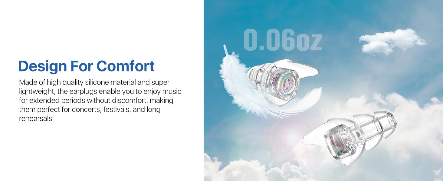 Comfortable ear plugs for concerts hearing protection gifts for music lovers High fidelity ear plug