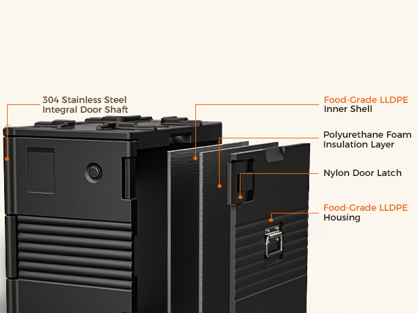 NT126-127Qt insulated food carrier with swivel casters