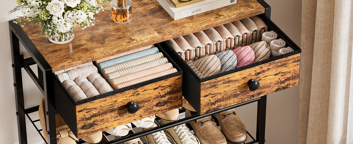5 Tier Shoe Rack for Entryway, Shoe Storage Organizer with 2 Drawers, Metal Shoe Shelf