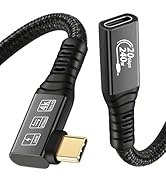 20Gbps USB C 3.2 Extension Cable, 90 Degree USBC 3.2 Gen2 Type-c Male to Female Extender Cable 4K...