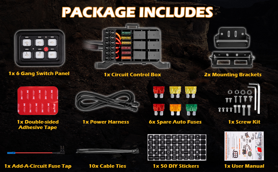 6 gang switch panel for car light