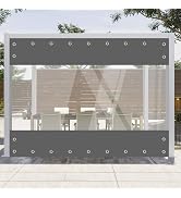 Clear Vinyl Curtains for Patio Enclosure, Heavy Duty Waterproof Anti-UV and Tear-Resistant Tarpau...