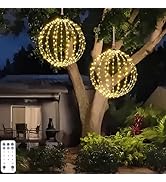 Outdoor Hanging Lighted Sphere, Christmas Decoration Light Balls, 2 in 1 Warm White and Multicolo...
