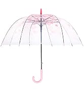 ThreeH Elegant Arch Umbrella Windproof Thick Transparent Cherry Cute Design Romantic Long Handle ...