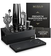 MIXLO HOME Mixology Bartender Kit - 22Pcs Bar Set Cocktail Shaker Set w Black Bar Cart Accessorie...