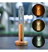 JMOO Rechargeable Starry Night Light, Wooden Motion Sensor Light Indoor, Warm White Dimmable Nigh...