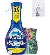 Dawn Platinum Powerwash Concentrated Dish Spray, Lemon Scent, 16 Fl Oz bundled with Heavy Duty Sc...