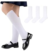 Comfoex Girls Knee High Socks Kids School Uniform Seamless Long Cotton Socks For Girls 4-11 Years...