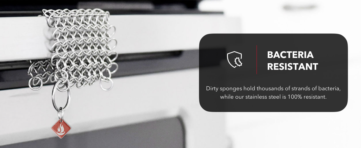 Chainmail Scrubber whic is Bacteria Resistant