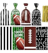 GREHUMOR 100pcs Football Goodie Bags,Football Cellophane Treat Bags with Gold Twist Ties,Football...