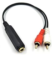 Poyiccot RCA to 1/4 Adapter Cable, 6.35mm 1/4 inch TRS Stereo Jack Female to 2 RCA Male Plug Y Sp...