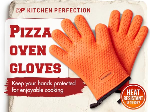 KITCHEN PERFECTION Silicone Pizza Oven Gloves -Extreme Heat Resistant Gloves