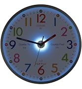 JoFomp Telling Time Teaching Clock, 8 Inch Illuminated Wall Clock for Kids Bedroom, LED Wall Cloc...
