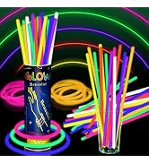 Taikula 100 Pack 8” Glow Sticks Bracelet Bulk Glow Sticks with 100 Connectors Neon Glow In The Da...