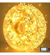 weillsnow 164 FT 500 LED Fairy Lights Outdoor, Warm White String Lights with Timer & 8 Modes, Wat...