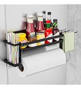 ZUNTO Magnetic Paper Towel Holder with Extra Straws Holder, Strong Magnet Paper Towel Roll Rack f...