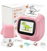 WiseElf AI Voice-Powered Sticker Printer for Kids, Thermal Inkless, Pink | 2.4" HD screen, 6 art ...