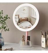 MIROAMZ 9.5" Lighted Makeup Mirror with Storage, Mirror with Lights for Makeup Desk, 1X 10X Magni...