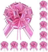 TIMESEEK 10-Pack Blush Pink Pull Bows for Gift Wrapping - 6 Inch Reusable Ribbon Bows, Large Inst...