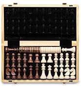 A&A 15" Magnetic Wooden Chess Set/Folding Board / 3" King Height German Knight Staunton Chess Pie...