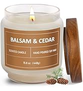 Balsam & Cedar Candle, 15.8oz Large Pine Scented Candles, Jar Candle for Home Scented, Christmas ...