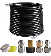 Hourleey Sewer Jetter Kit for Pressure Washer, 1/4 Inch NPT, 100 Ft Drain Cleaning Hose, Orifice ...