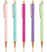 PASISIBICK 5 Pack of Cute Pens for Journaling, Pretty Fancy Pens Glitter Ballpoint Pens with Retr...