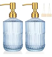 Segbeauty 15.2oz Glass Hand Soap Dispenser Kitchen, 2pcs Blue Empty Cream Lotion Pump Bottle Bath...
