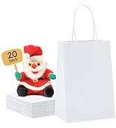 METRONIC Gift Bags 5.25 x 3.75 x 8 Inch 20 Pack White Paper Bags | Small Kraft Bags with Handles,...