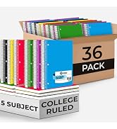 Rosmonde Spiral Notebook 36 Pack, 5 Subject, 300 Pages/Book (150 Sheets), College Ruled, 8 x 10-1...