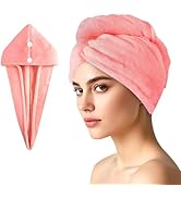 AGKXHDEC 1 Pack Double Layer Microfiber Towel, Hair Turbans for Wet Hair, Drying Hair Wrap for Wo...