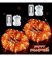 JMEXSUSS 2 Pack Orange Rope Lights Battery Operated Halloween Lights Outdoor Waterproof, Each 33 ...