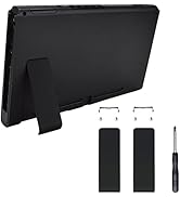 eXtremeRate 2 Set of Black Soft Touch Replacement Kickstand for Nintendo Switch Console, Back Bra...