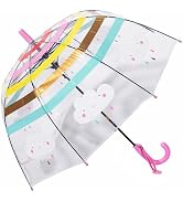 ThreeH Kids Clear Bubble Umbrella Auto Opened 8 Fiber Ribs with an Easy Grip Handle Transparent D...