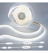 GXILEE 2 Pack 5V USB COB LED Strip Lights & 2-Pack USB Dimmer Switch – Bright White, Flexible, Cu...