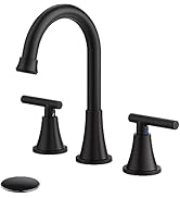 Bathroom Faucets for Sink 3 Hole, Hurran Matte Black Bathroom Sink Faucet with Pop-up Drain and S...