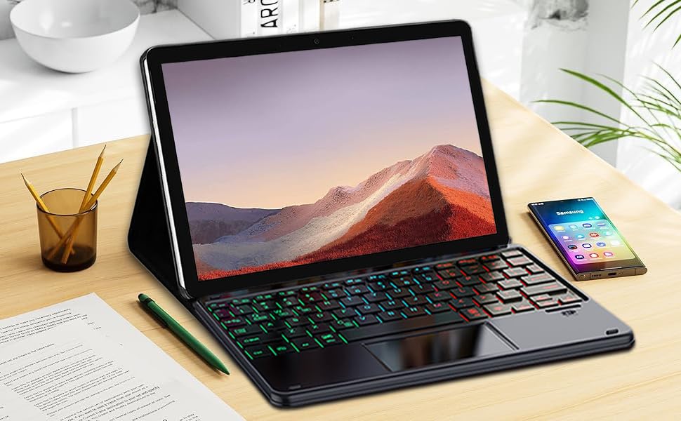 Surface Pro 7 6 5 4 Rainbow Backlight Touchpad Keyboard Case