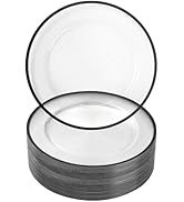 Goodluck 12-Inch Charger Plates, 50 Pack Clear Charger Plates with Black Trim, Black Chargers for...