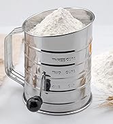 U-Taste Stainless Steel 3 Cup Flour Sifter with 4 Wire Agitators for Quick Sifting, 1 Cushion Rin...