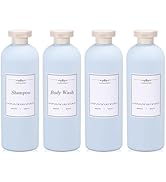 ASEVAT 13.5 oz/4 Pcs Green Plastic Empty Squeeze Bottles Refillable Containers for Lotion, Cream ...