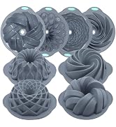 Tongjude 4 Pieces Silicone Fluted Cake Pans, 10 Cups Tube Baking Pan, Silicone Molds for Homemade...
